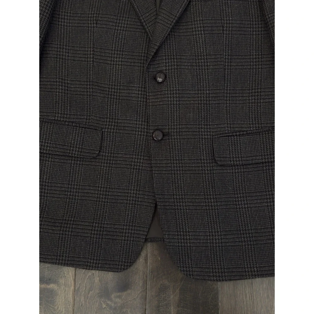 Savile Row Men's Size 40S Brown Glen Plaid Pure Wool Blazer Suit Jacket 2-Button